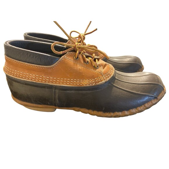 L.L. Bean Other - LL Bean Duck Boots Brown Low Rubber Moc Waterproof Shoes Leather Men's Size 12